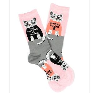 YELLOW OWL WORKSHOP THE FUTURE IS FELINE WOMENS SOCKS OS NWT
